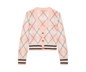 Alice + Olivia Grace Argyl Cropped Cashmere-blend Cardigan - Pink - XS (UK6 / XS)