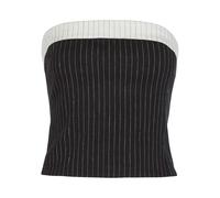 Alice + Olivia Kelly Pinstriped Strapless Linen-blend top - Black And White - 10 (UK14 / L)