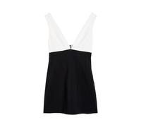 Alice + Olivia Mandy Plunge V-neck Crepe Mini Dress - Black And White - 4 (UK8 / S)