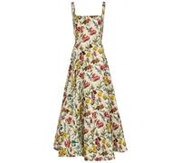 Alice + Olivia Polly Floral Linen-blend Midi Dress - White - 10 (UK14 / L)
