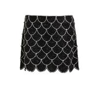 Alice + Olivia Rubi Embellished Scalloped Stretch-mesh Mini Skirt - Black And Silver - 8 (UK12 / M)