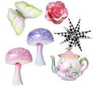 Alice Party Balloons Teapot Balloons Mushroom Rose Butterfly Alice Birthday Party Decor Mad Hatter Tea Party Decorations Alice Tea Party Decor Fairy Wonderland Baby Shower Princess Garden Supplies