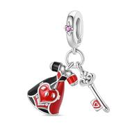 Alice Queen of Hearts Dress Charm 925 Silver Charm Compatible with Pandora Charms, Trollbeads, Chamilia, Biagi and Many Other UK Charm Bracelets.