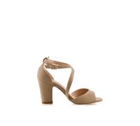 'Alice' Strappy Peep Toe Mid Block High Heel Sandal Shoes XY London Nude 8