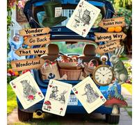 Alice Trunk or Treat 15 Pcs Alice Party Decorations,Halloween Wonderland Trunk or Treat Car Decorations,Alice Party Decor Set,Wonderland Tea Party Decor,Vintage Style Wall Art Paper Sticker Set