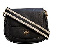 Alice Wheeler Ascot Saddle Bee Bag with crossbody and top handle strap (Black)