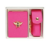 Alice Wheeler Bee 2-Piece Gift Set - Compact Mirror & Lipstick Holder - Hot Pink