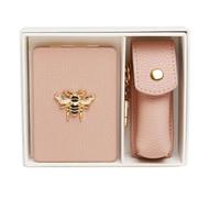 Alice Wheeler Bee 2-Piece Gift Set - Compact Mirror & Lipstick Holder - Pink