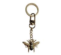 (Gold (AW5744)) Vegan Leather Bumble Bee Gold Keyring by Alice Wheeler London bees gift