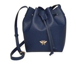 Alice Wheeler Bucket Crossbody Bee Drawstring Bag (Navy)