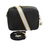 Alice Wheeler Camera Crossbody Soho Bag Double Zipped with 2 straps and bee attachment (Black Striped)