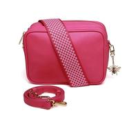 Alice Wheeler Camera Crossbody Soho Bag Double Zipped with 2 straps and bee attachment (Hot Pink)