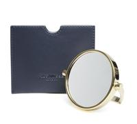 Alice Wheeler Compact Venice Mirror, 7.5cm Dual Magnification, Vegan Leather Pouch, Gold (Navy)