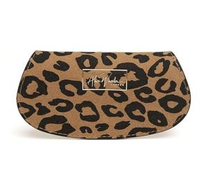 Alice Wheeler D Leopard Glasses Case - Vegan Leather Exterior & Velvet Lining - Compact Eyeglass Storage - Monogram Detail