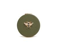 Alice Wheeler Faux Leather Round Compact Mirrors, Gift Boxed, Bee Design - Choice of Design (Olive)
