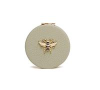 Alice Wheeler Faux Leather Round Compact Mirrors, Gift Boxed, Bee Design - Choice of Design (Pistachio)