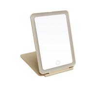 Alice Wheeler LED Rechargeable Travel Vanity Mirror - Soft Touch Finish - 3 Light Settings (White, Natural, Warm) - Boxed - Stone