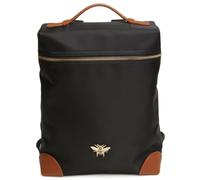 Alice Wheeler London Backpack - Lightweight Foldable Backpack with Tanned Vegan Leather Trim - Adjustable Straps, Secure Zip Closure & Lined Interior - 25 x 30 x 12 cm (Black)