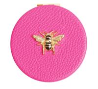 Alice Wheeler London Bee Compact Mirror for Women, Vegan Leather Purse Mirror, Double Sided Makeup Mirror with 3x Magnification, Travel Cosmetic Mirror, Gift Box, 7cm (Hot Pink)