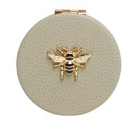 Alice Wheeler London Bee Compact Mirror for Women, Vegan Leather Purse Mirror, Double Sided Makeup Mirror with 3x Magnification, Travel Cosmetic Mirror, Gift Box, 7cm (Pistachio)