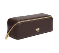 Alice Wheeler London Bee Mini Makeup Train Case - Compact Concertina Fold-Out Beauty Organiser with Gold Bee & Zip Closure - Travel-Friendly - 20 x 7.5 x 7.5 cm - Black (Chocolate)