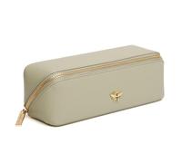 Alice Wheeler London Bee Mini Makeup Train Case - Compact Concertina Fold-Out Beauty Organiser with Gold Bee & Zip Closure - Travel-Friendly - 20 x 7.5 x 7.5 cm - Black (Pistachio)