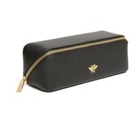 Alice Wheeler London Bee Mini Makeup Train Case - Compact Concertina Fold-Out Beauty Organiser with Gold Bee & Zip Closure - Travel-Friendly - 20 x 7.5 x 7.5 cm - Black (Black)