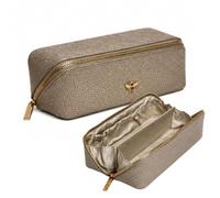 Alice Wheeler London Bee Mini Makeup Train Case - Compact Concertina Fold-Out Beauty Organiser with Gold Bee & Zip Closure - Travel-Friendly - 20 x 7.5 x 7.5 cm - Black (Bronze)
