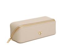 Alice Wheeler London Bee Mini Makeup Train Case - Compact Concertina Fold-Out Beauty Organiser with Gold Bee & Zip Closure - Travel-Friendly - 20 x 7.5 x 7.5 cm - Black (Stone)
