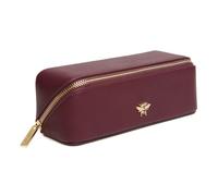 Alice Wheeler London Bee Mini Makeup Train Case - Compact Concertina Fold-Out Beauty Organiser with Gold Bee & Zip Closure - Travel-Friendly - 20 x 7.5 x 7.5 cm - Black (Berry)