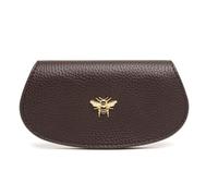 Alice Wheeler London Bee Vegan Leather Glasses Case - Soft Padded Interior, Secure Push-Button Closure, Textured Vegan Leather with Monogram & Honeybee Detail - 13.5 x 7.5 cm (Chocolate)