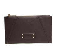 Alice Wheeler London Kensington Purse - Compact Vegan Leather Zip Wallet with Debossed Logo & Corner Detailing - Elegant Everyday Purse - Stone, Olive, Chocolate - 11 x 8.5 cm (Chocolate)
