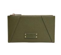 Alice Wheeler London Kensington Purse - Compact Vegan Leather Zip Wallet with Debossed Logo & Corner Detailing - Elegant Everyday Purse - Stone, Olive, Chocolate - 11 x 8.5 cm (Olive)