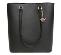 Alice Wheeler London Marlow Tote Bag - Black - Structured Everyday Vegan Leather Shoulder Tote with Magnetic Fastening, Bee Charm & Organised Interior - 29 x 32 x 13 cm (Black)
