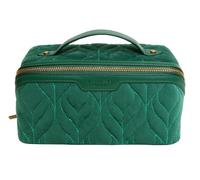 Alice Wheeler London Velvet Train Case, Beauty Travel Organiser, 24 x 12 x 12 cm, Gold Zip (Teal)