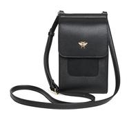 Alice Wheeler Mini Bloomsbury Crossbody Phone Bag - Vegan Leather - Magnetic Closure - Adjustable Strap - Bee Detail - 21 x 12 x 2.5 cm - Black