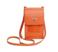 Alice Wheeler Mini Bloomsbury Crossbody Phone Bag - Vegan Leather - Magnetic Closure - Adjustable Strap - Bee Detail - 21 x 12 x 2.5 cm - Orange