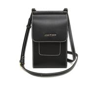 Alice Wheeler Mini Sloane Crossbody Bag, Vegan Nappa Leather, Black with Contrast Stitching, Phone and Card Storage