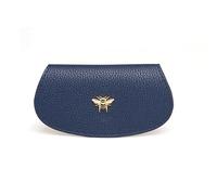 Alice Wheeler Navy Bumble Bee Glasses Case - Vegan Leather Exterior, Velvet Interior - Protective Eyewear Holder -