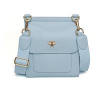Alice Wheeler Pastel Crossbody Bag - Vegan Leather in Pastel Blue with Gold Bee Detail - Magnetic Flap Closure & Adjustable Strap