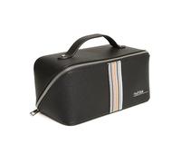 Alice Wheeler Paul Oliver Mens Black Luxury Wash Bag with Orange Stripe