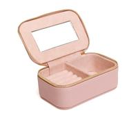 Alice Wheeler Pink Mini Jewellery Box with Mirror and Compartments, 18 x 10 x 10 cm