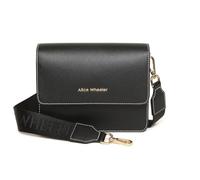 Alice Wheeler Sloane Highbury Crossbody Bag, Black Vegan Nappa, Contrast Stitching, Magnetic Flap Closure