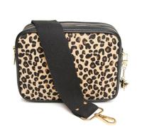 Alice Wheeler Soho Camera Crossbody Bag - Double Zip Compartments, 2 Adjustable Straps, Gold Bee Charm - Stylish Faux Leather Handbag for Everyday Wear - 23 x 16 x 8.5 cm (Leopard)
