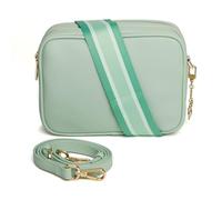 Alice Wheeler Soho Camera Crossbody Bag - Double Zip Design with Gold Bee Charm - 2 Adjustable Straps (Pastel Mint)