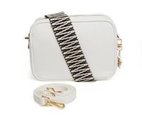 Alice Wheeler Soho Duel Compartment Camera Cross Body Bag with 2 Straps and Bee Attachment Shoulder Bag for Ladies (White)