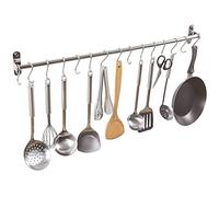 Alicemall Sliding Hooks Wall Mounted Hanging Kitchen Rail, 304 Stainless Steel, Pot Pan Bar Rack, Hanger Hooks for Kitchen Tools, Pan(80cm)