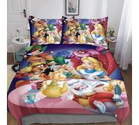 Alice's Adventures in Wonderland Duvet Cover Set, 3D Printed Alice Bedding Quilt Cover Set, Soft Microfiber Easy Care Bedding Set, Suitable For Teenagers Or Adults Comforter Cover Set King（220x240cm）
