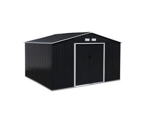 Alice's Garden (11 X 10Ft) 10.85M² Metal Garden Shed - Boulonnais Grey And White - Tool Shed With Single Latch Door Ground Fixing Kit Supplied