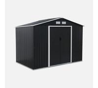 Alice's Garden (9 X 6Ft) 5.39M² Metal Garden Shed Ferrain - Grey And White - Tool Shed With Single Latch Door Ground Fixing Kit Supplied